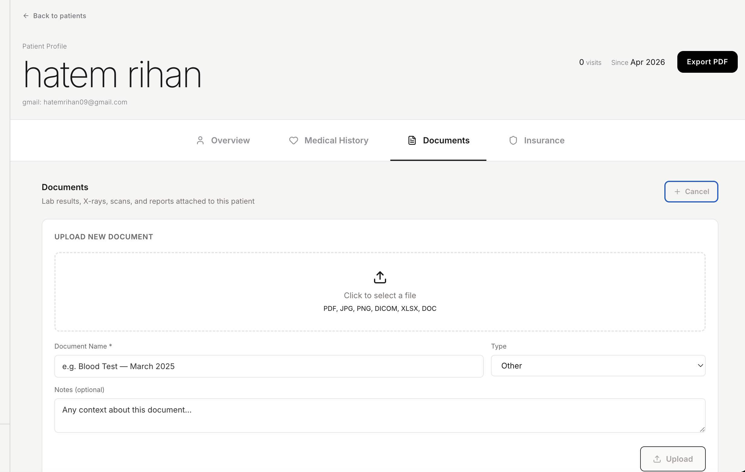 Prescriptions and document uploads
