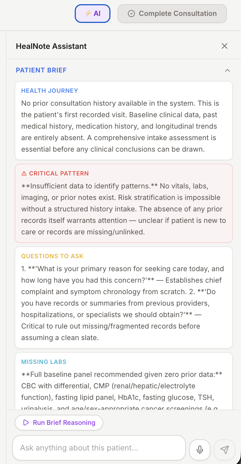 AI clinical assistant